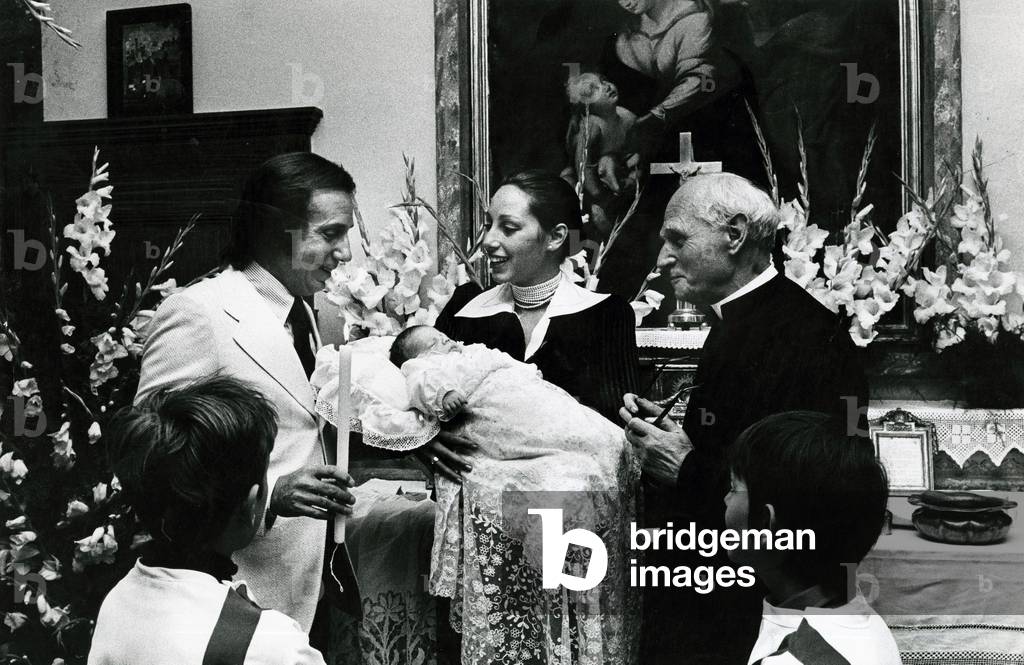 Mike Bongiorno and Daniela Zuccoli at Michele Bongiorno's baptism