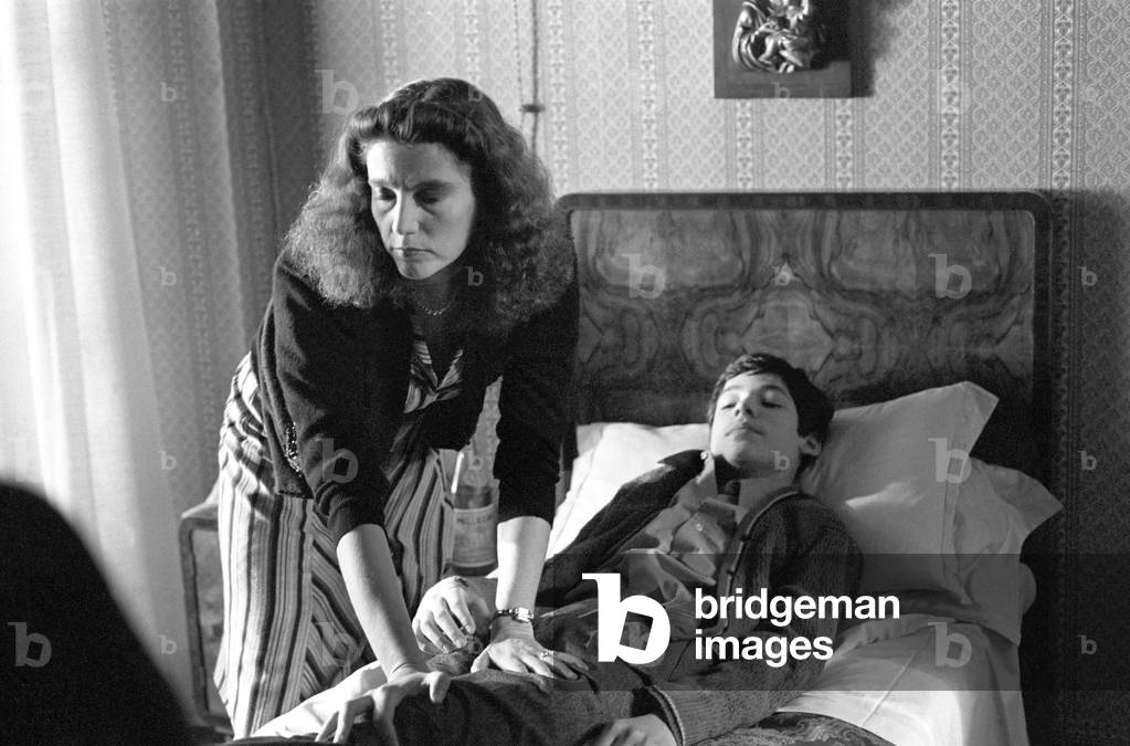 Stefania Sandrelli and Karl Zinny on the set of Disobedience, Italy, 1981 (b/w photo)