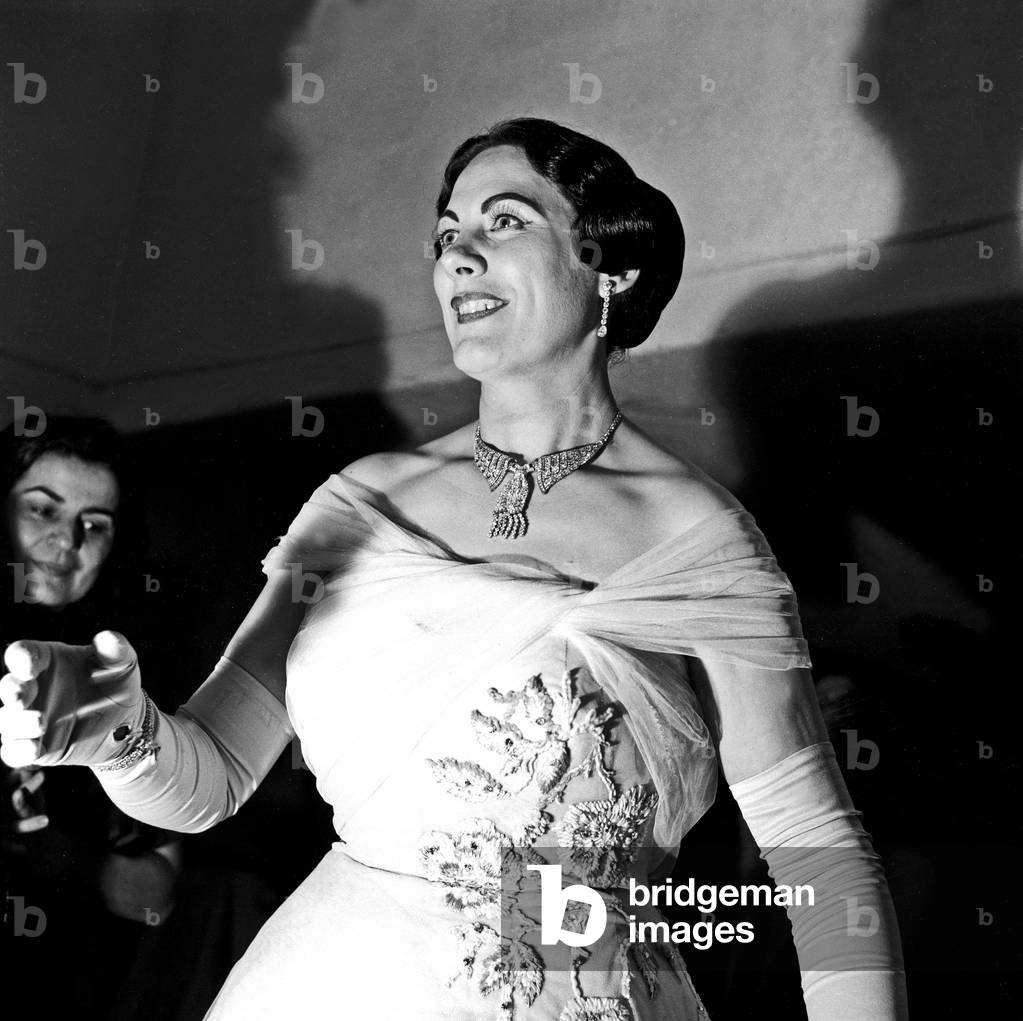 Renata Tebaldi after her concert, Rome, Italy, 1958 (b/w photo)