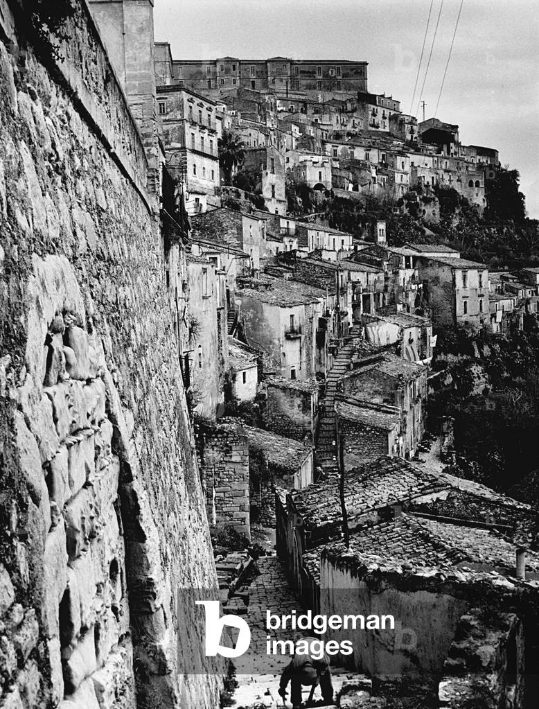 Glimpse of Caltanissetta, Italy, 1950 (b/w photo)