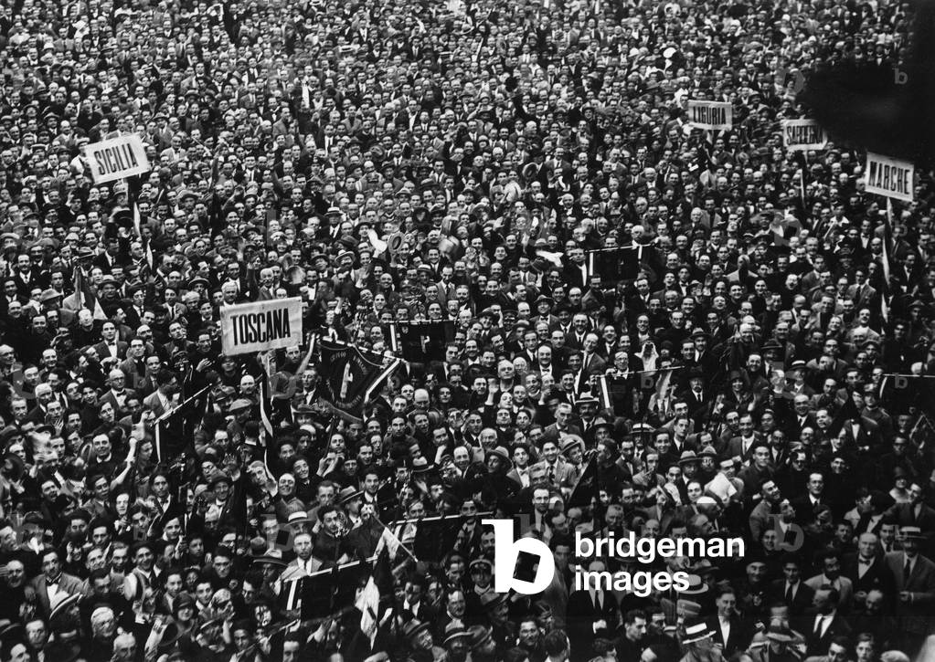 Fascist demonstration, Italy, 1930s (b/w photo)