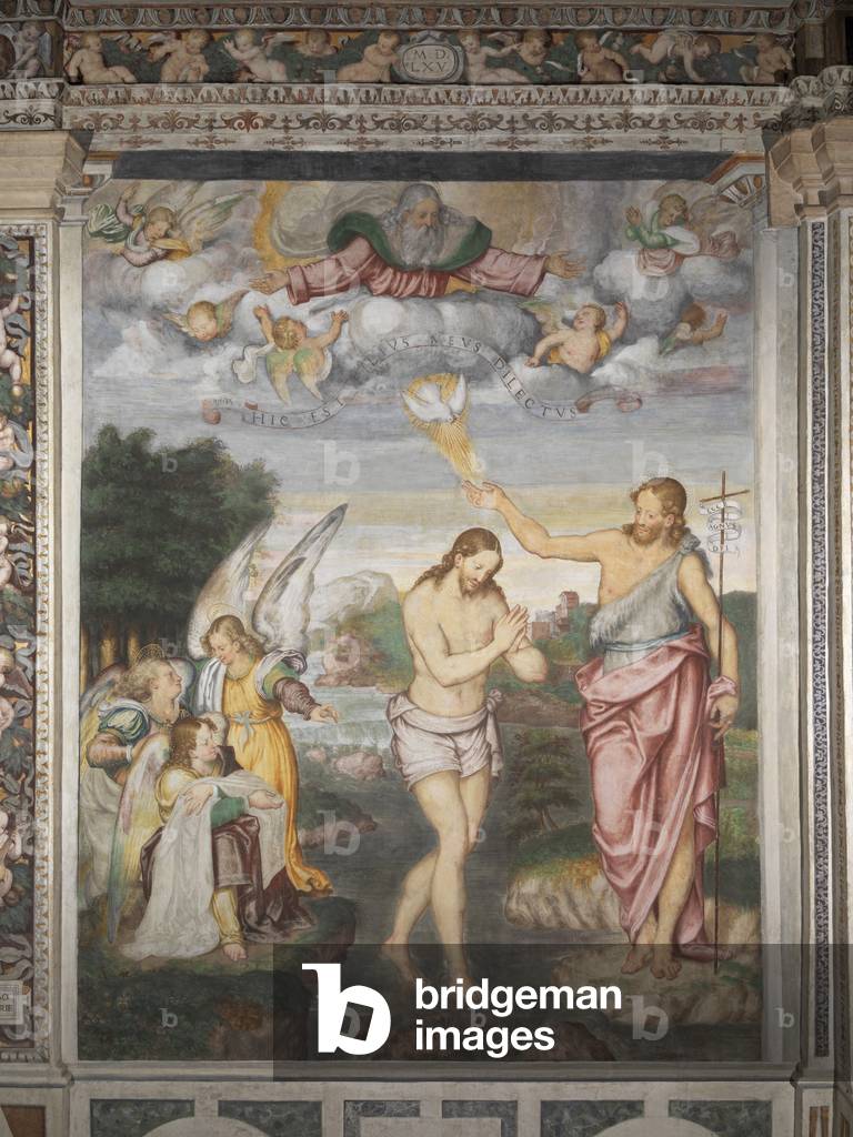 Baptism of Christ (Battesimo di Cristo), by Giovan Pietro Luini, c. 1565, 16th Century, fresco