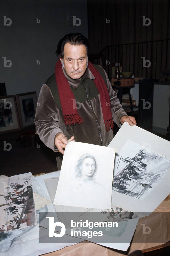 Pietro Annigoni and some works, 1968 (photo)
