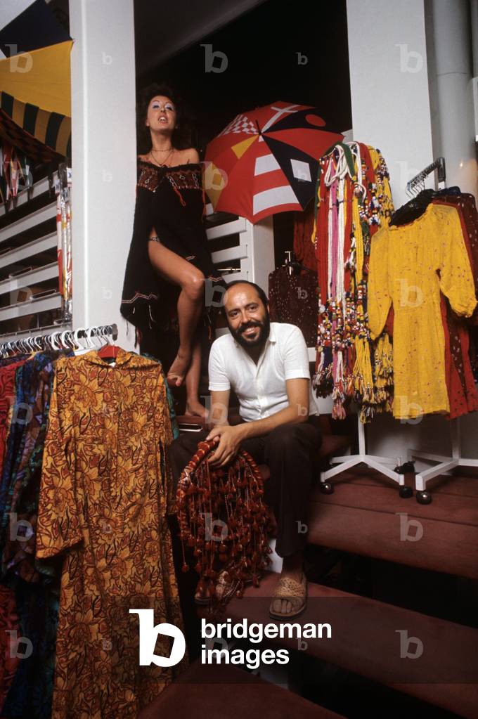Elio Fiorucci smiling in his showroom, Milan, Italy