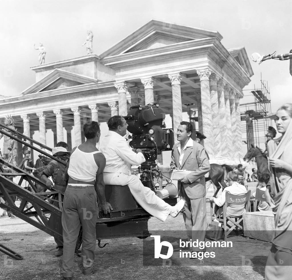 Alberto Sordi on the film set of A Difficult Life, Italy, 1961 (b/w photo)