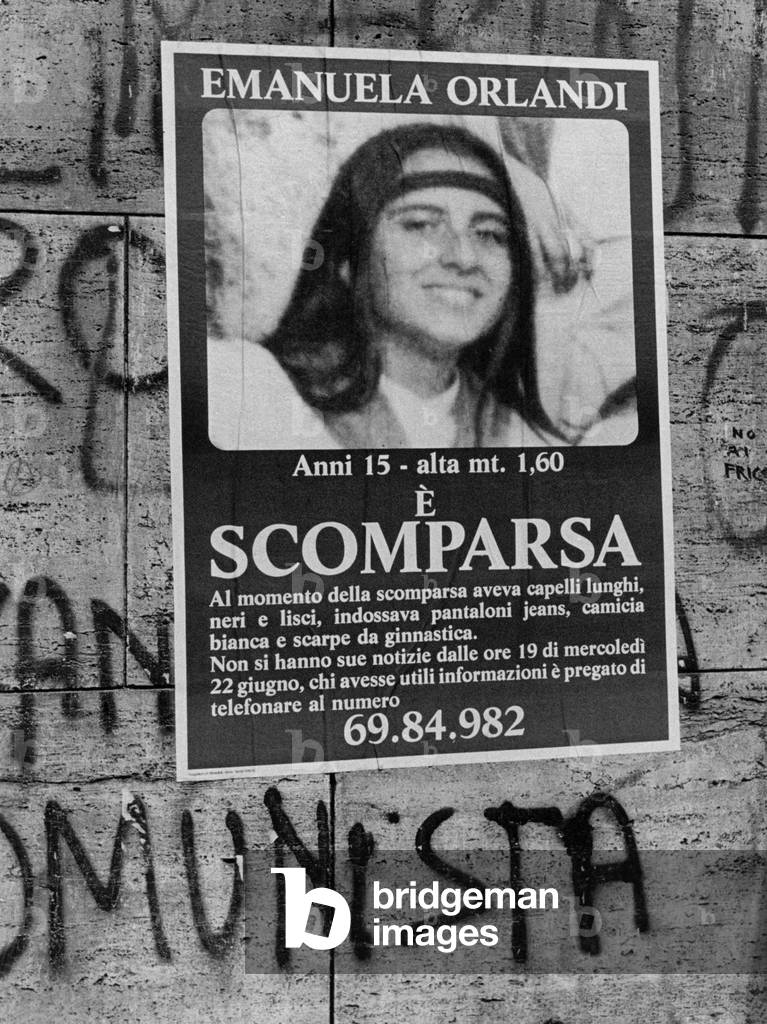 A poster announcing the vanishing of Emanuela Orlandi, Italy