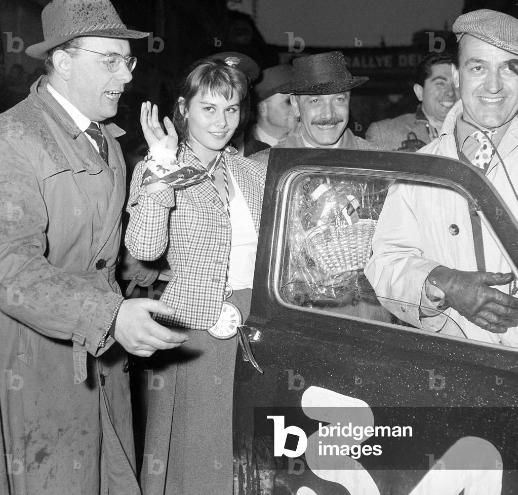 Marisa Allasio at the III Cinema Rally, Italy, 1956 (b/w photo)