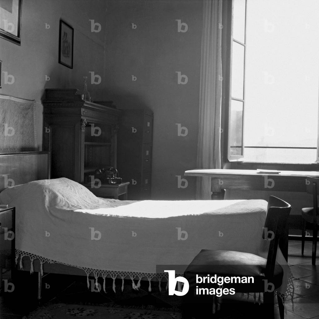 A bed prepared for the papal conclave, Vatican City, Vatican City State