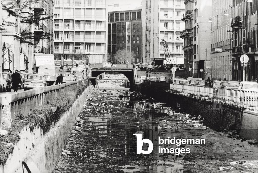 View of the Naviglio being drained