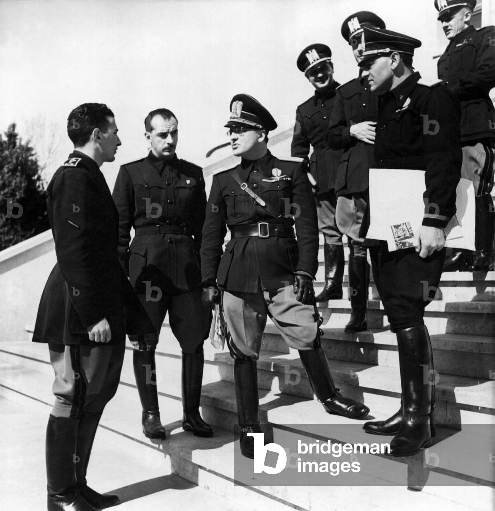Ferdinando Mezzasoma on the stairs of the Centre of political preparation for young people