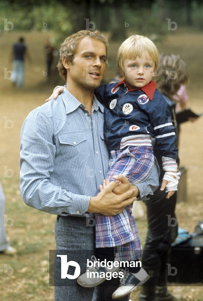 Terence hill with his son Jess in his arms, United States