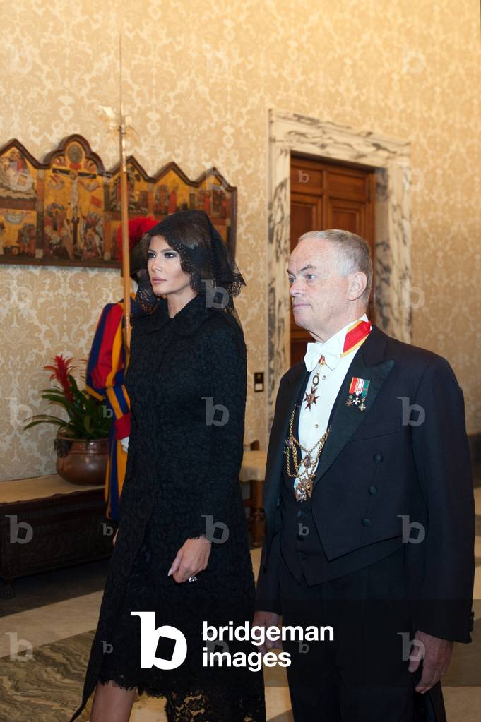 Pope Francis meeting the President of United States of America Donald Trump in the Private Library of the Apostolic Palace with his wife Melania, his daughter Ivanka Trump and her husband Jared Kushner, Vatican City, May 24th 2017 (photo)