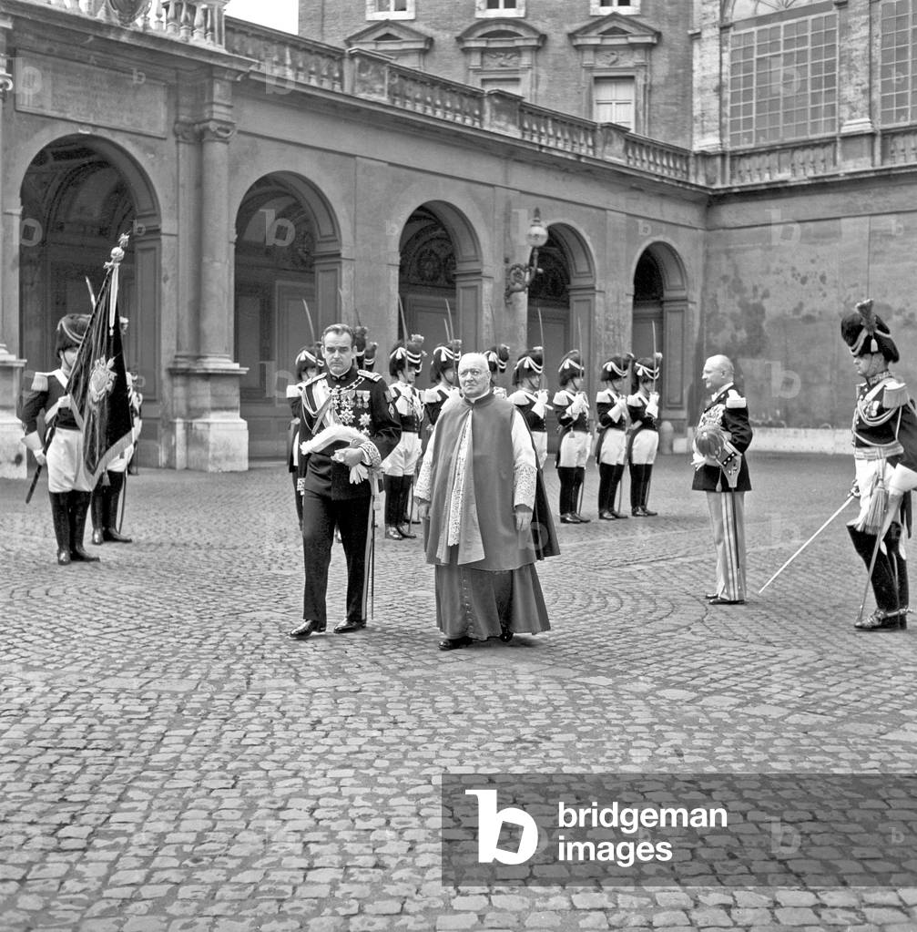 Rainier III, Prince of Monaco, visiting Vatican City, Vatican City, 1959 (b/w photo)