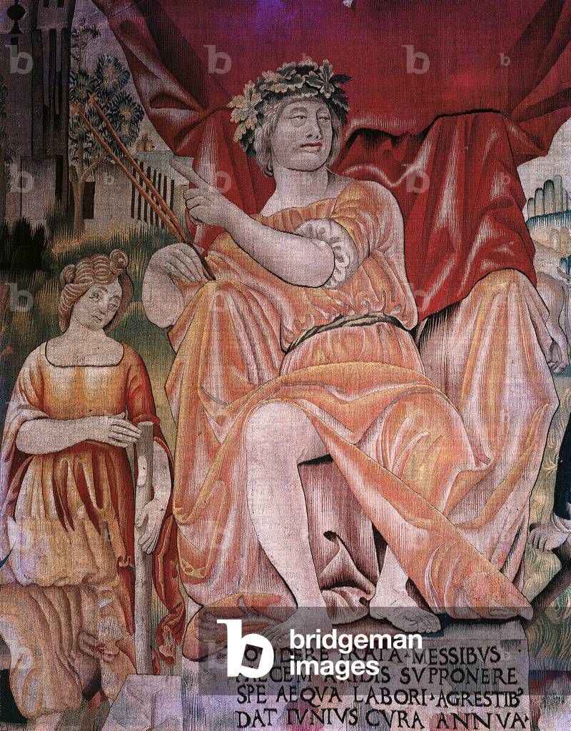 Months. June (I mesi Trivulzio. Giugno), by Benedetto from Milan, from a cardboard by Bartolomeo Suardi, better known as Bramantino, 1504 - 1509, 16th Century, woll and silk tapestry, with a warp made of 5-6 threads per cm