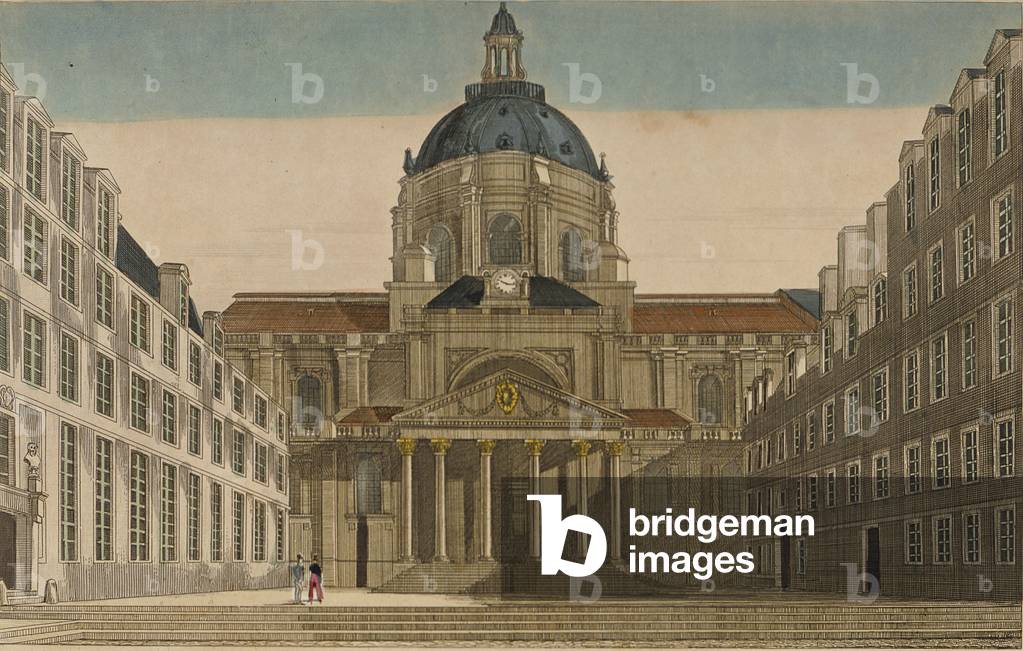 Vue de La Sorbonne prise de la cour (watercolour engraving)