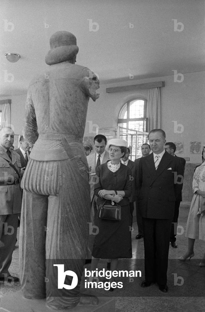 Giuseppe Pella and his wife visiting the arsenal of Tehran