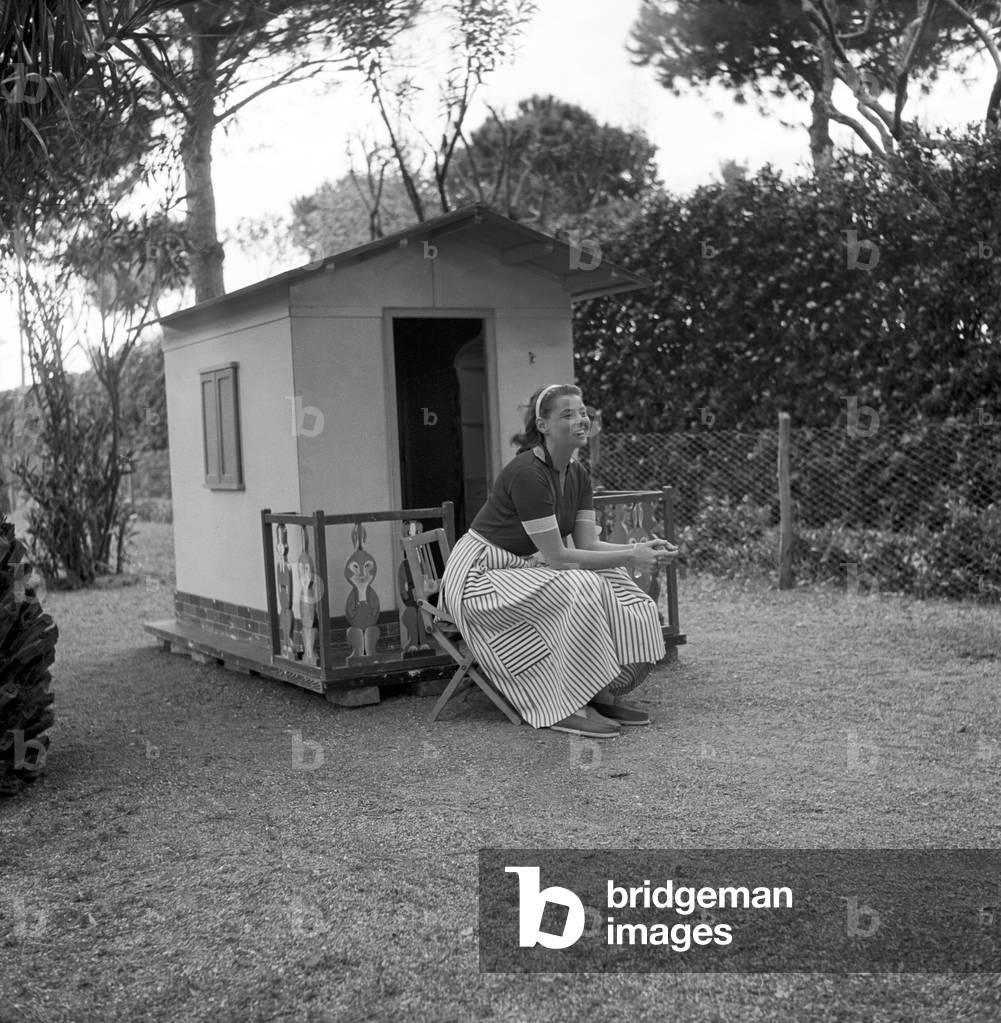 Ingrid Bergman posing, Italy, 1956 (b/w photo)