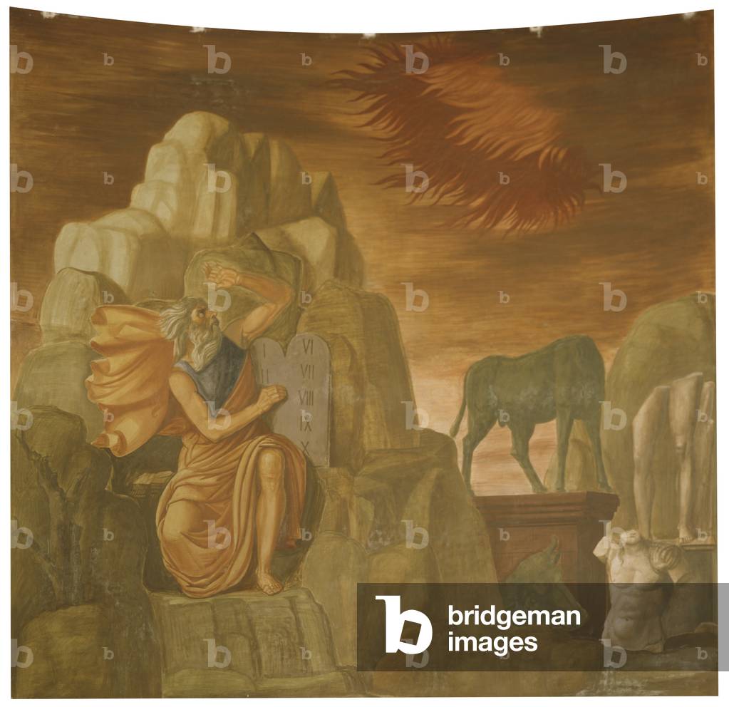 Moses with the Tables of the Law, by Achille Funi, 1939, 20th Century, fresco