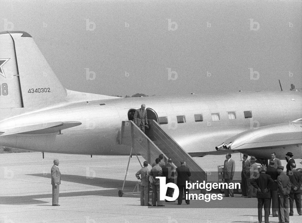 The arrival of Vjaceslav Molotov at the Geneva Airport, Geneva, Switzerland