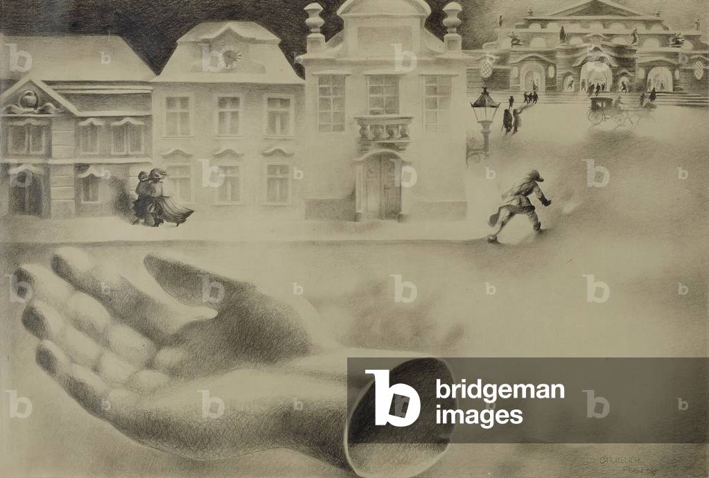 Carnival in Prague (Carnevale a Praga), by Giorgio Carmelich, 1929, 20th Century, pastel on paper