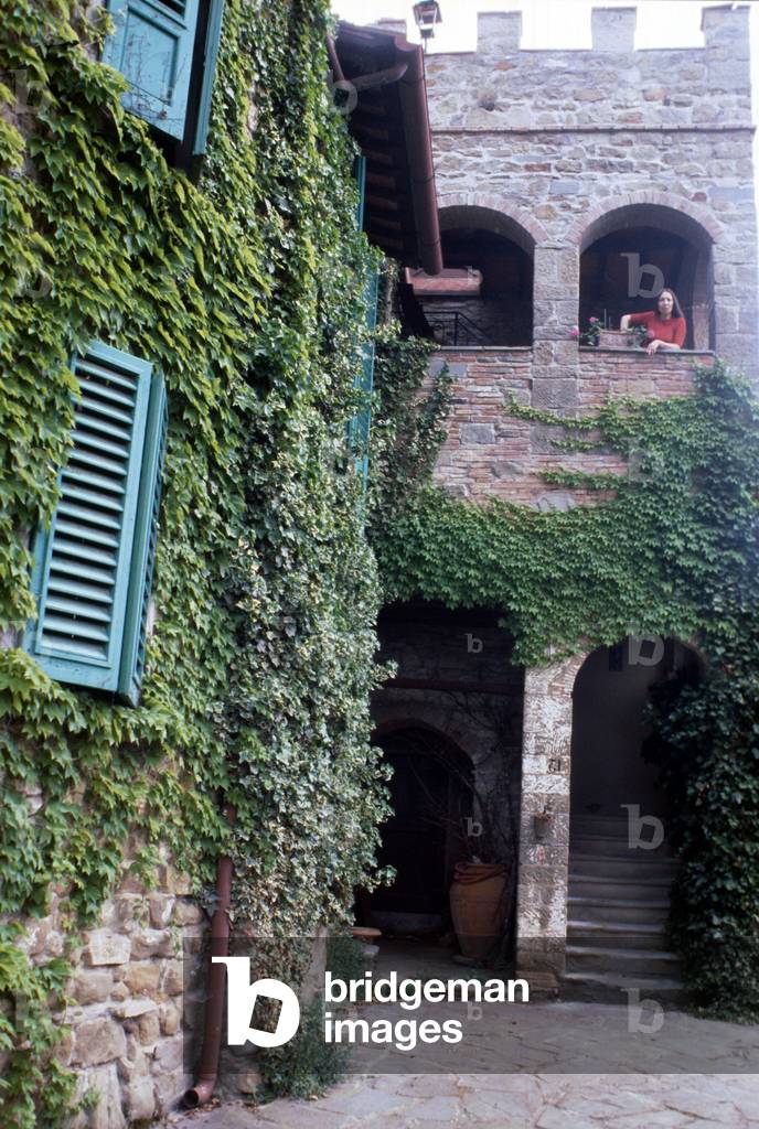 Oriana Fallaci on the terrace of her house in Chianti