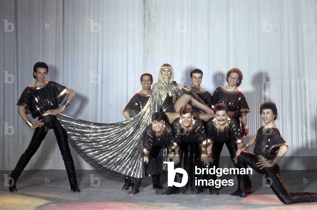 Raffaella Carrà with her ballet company, Milan, Italy