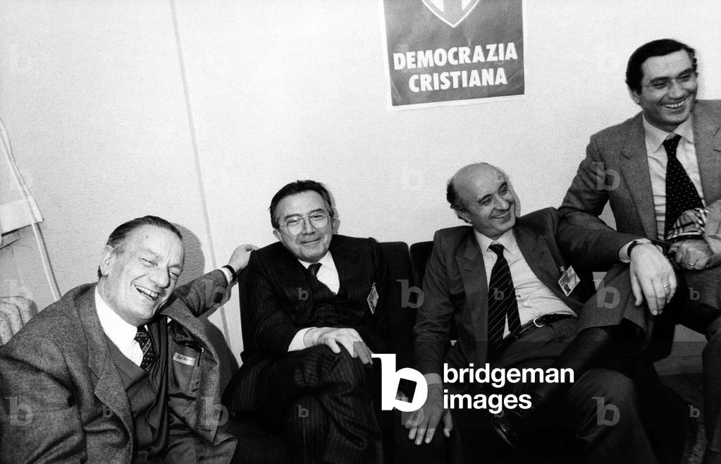 Benigno Zaccagnini, Giulio Andreotti, Ciriaco De Mita and Nicola Mancino