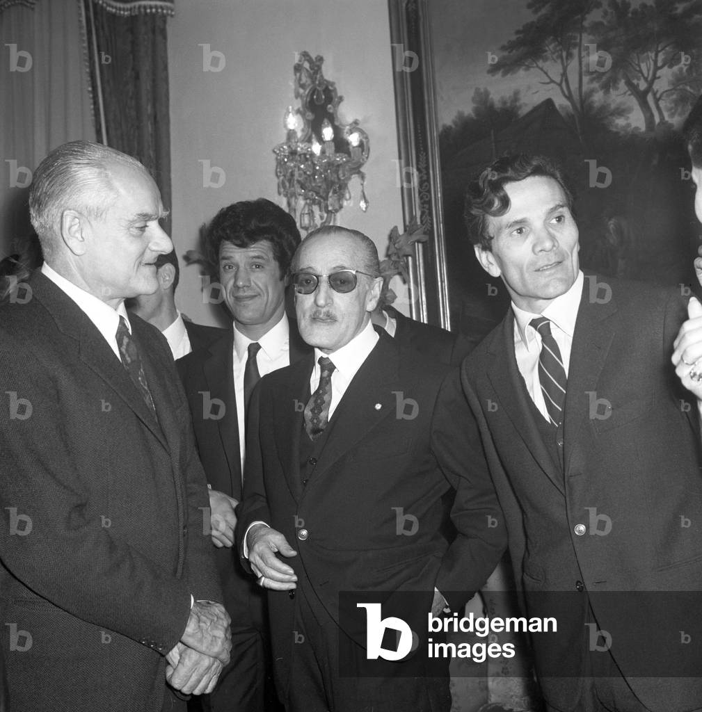 Alberto Moravia, Totò and Pier Paolo Pasolini, Italy, 1960 (b/w photo)