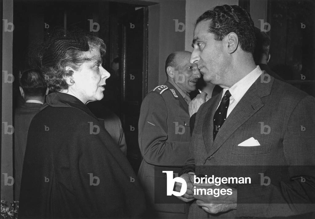 Anna Banti and Federico Gentile chatting, Florence, Italy