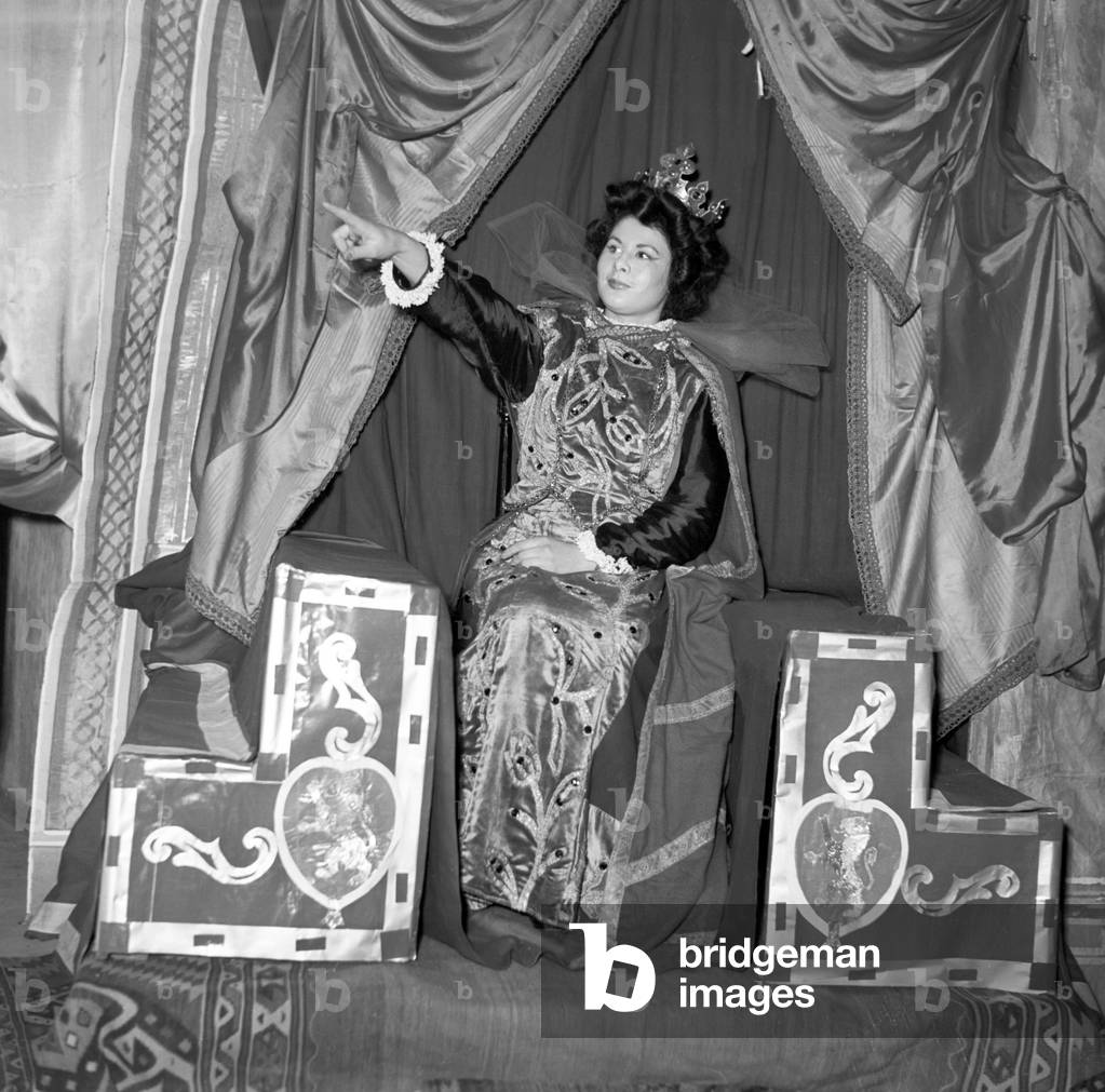 Marisa Allasio in a theatre show, Italy, 1950 (b/w photo)