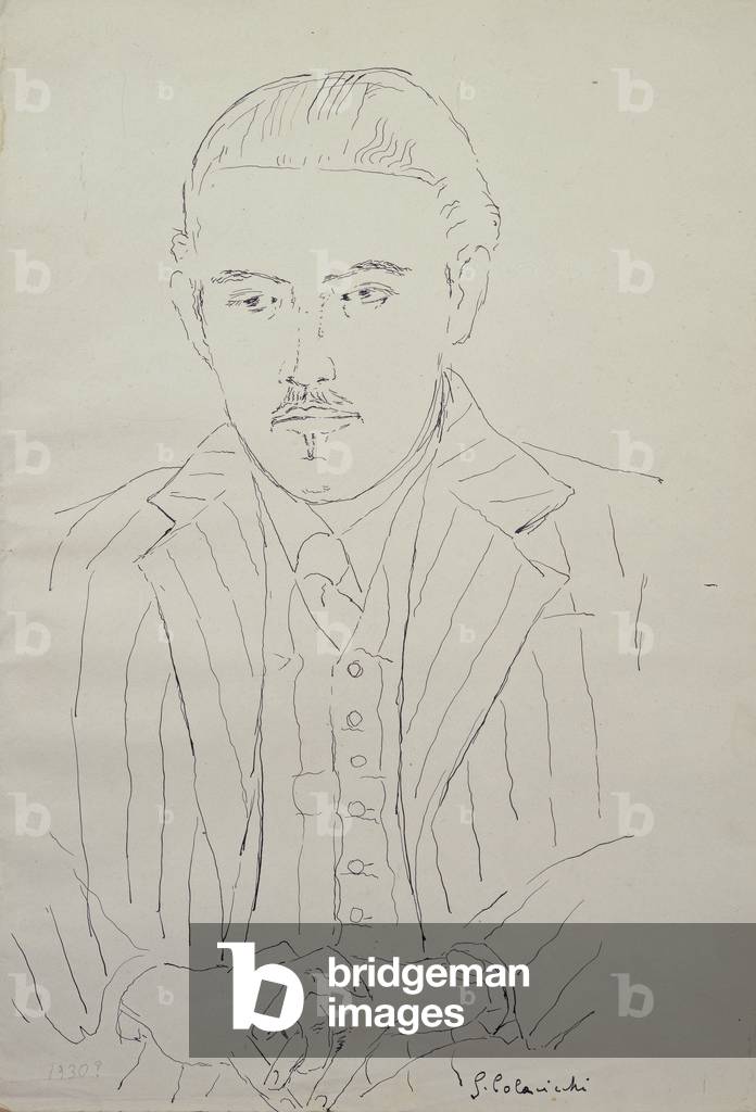 Portrait of Alessandro Bonsanti (Ritratto di Alessandro Bonsanti), by Giovanni Colacicchi, 1930, 20th Century, ink on paper