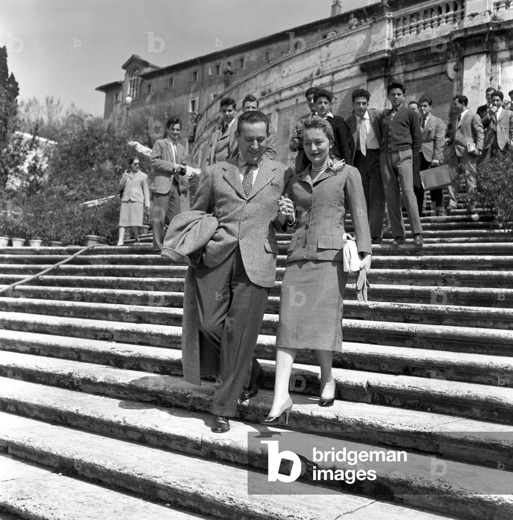 Olivia de Havilland in Rome, Italy, 1958 (b/w photo)