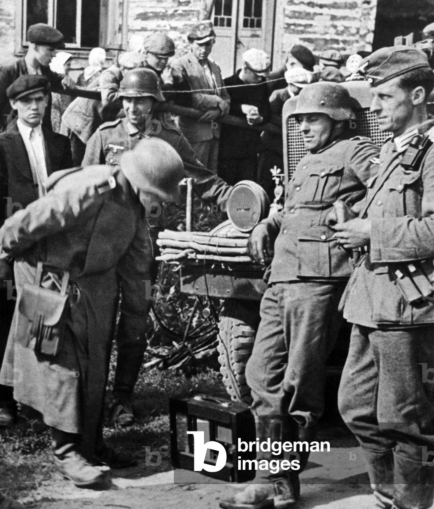 German soldiers listening to the radio