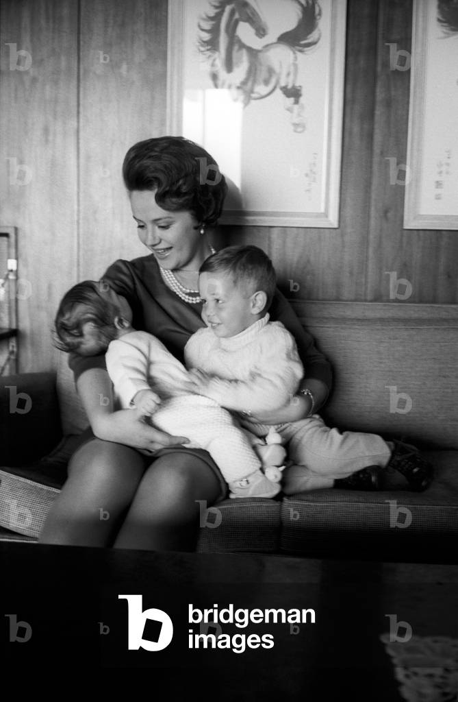 Muna al-Hussein with her two children