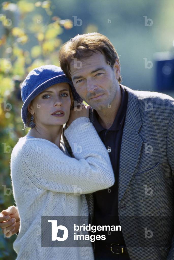 Sebastiano Somma and Isabella Ferrari on the set of the TV series Suspects, Italy