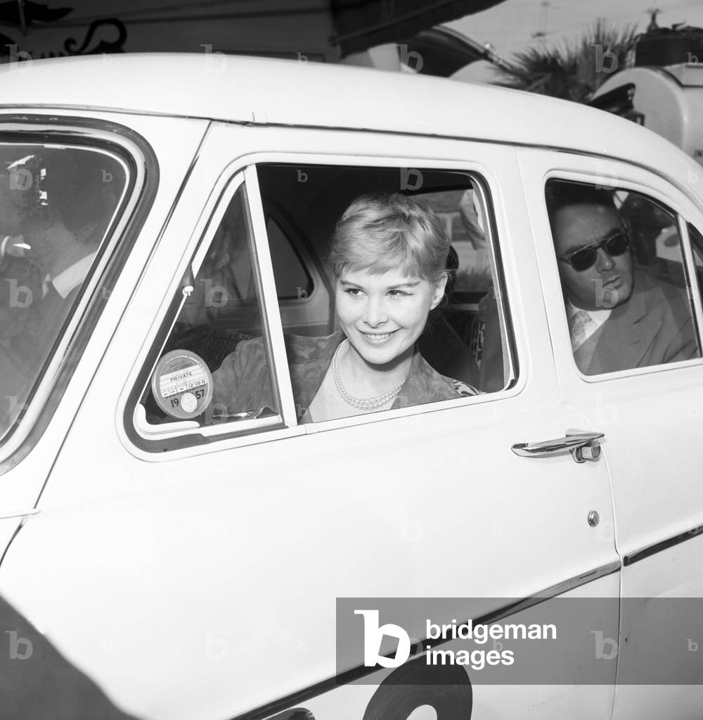 Marisa Allasio at the 4th Cinema Rally, Italy, 1957 (b/w photo)