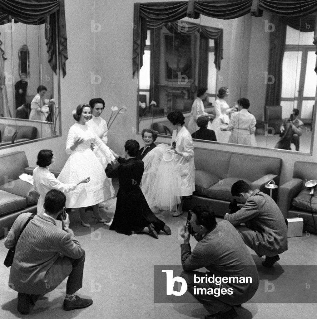 Nicoletta Orsomando photographed in a wedding dress