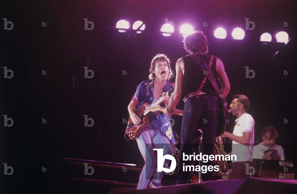 Mick Jagger and Keith Richards on stage, Turin, Italy