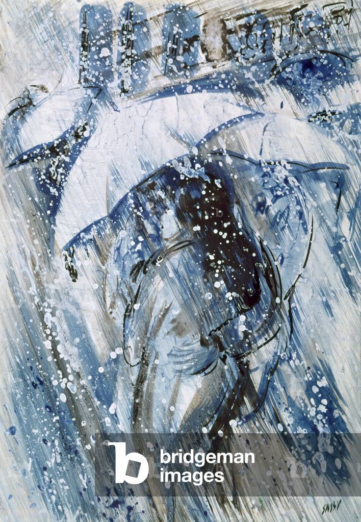 The snow (La neve), by Aligi Sassu, 20th Century, tempera, 35 x 50 cm