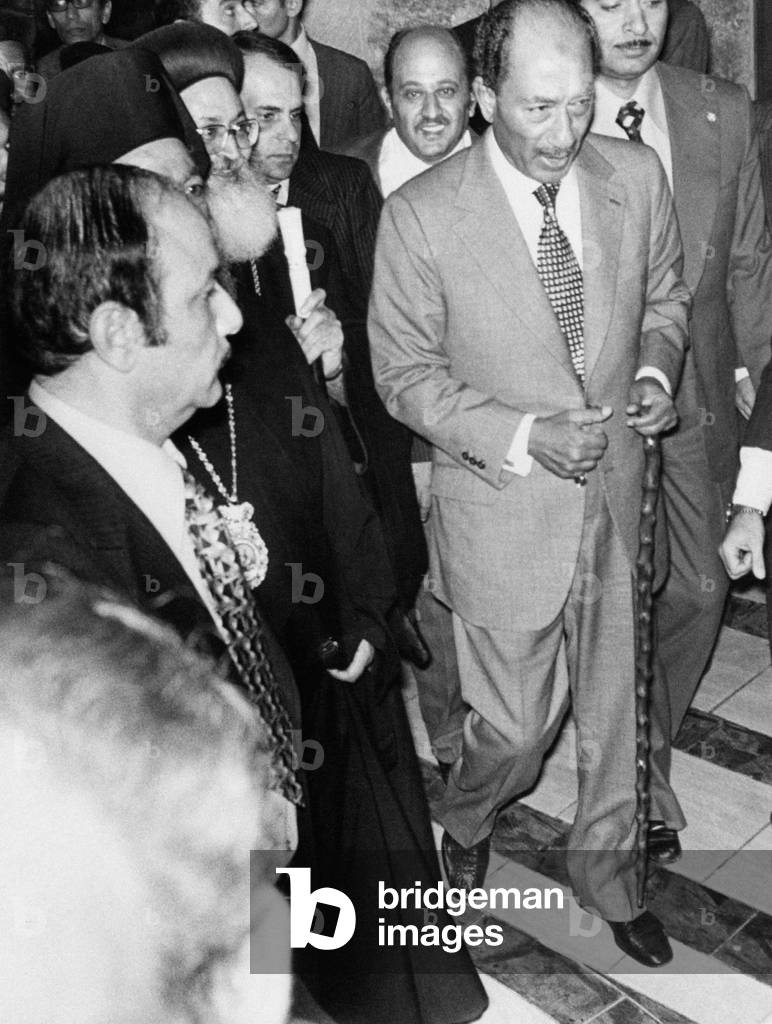 Anwar al-Sadat visiting the Church of the Holy Sepulchre in Jerusalem