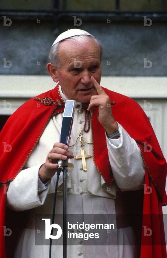 Pope John Paul II visiting the Church of San Saturnino Martire, Rome, Italy