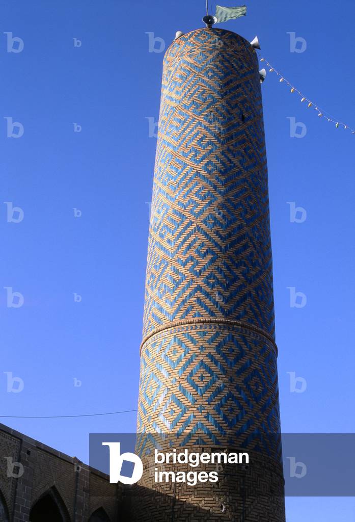 Minaret of the Sheiykh Hasan Chupani in the Friday Mosque (Masijd-i jami), 14th century, Shushtar, Iran (mixed technique)