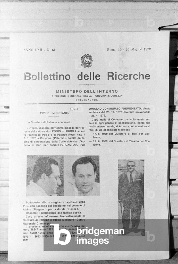 The arrest warrant of Luciano Leggio