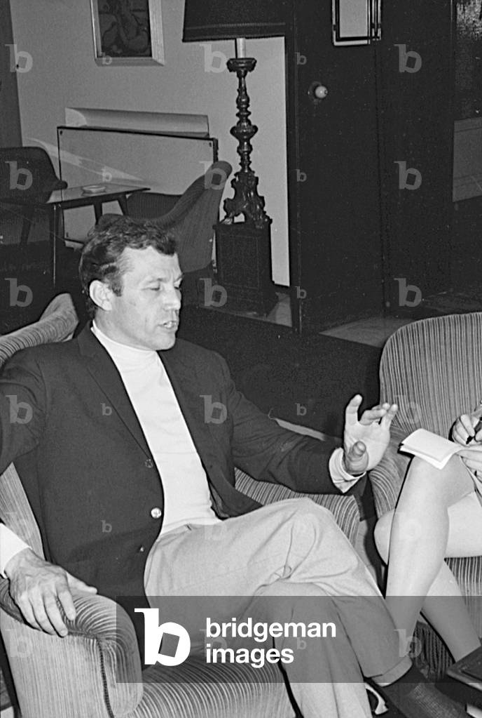 Georges Pretre, French conductor, in a moment of relax, Italy, 1969 (b/w photo)