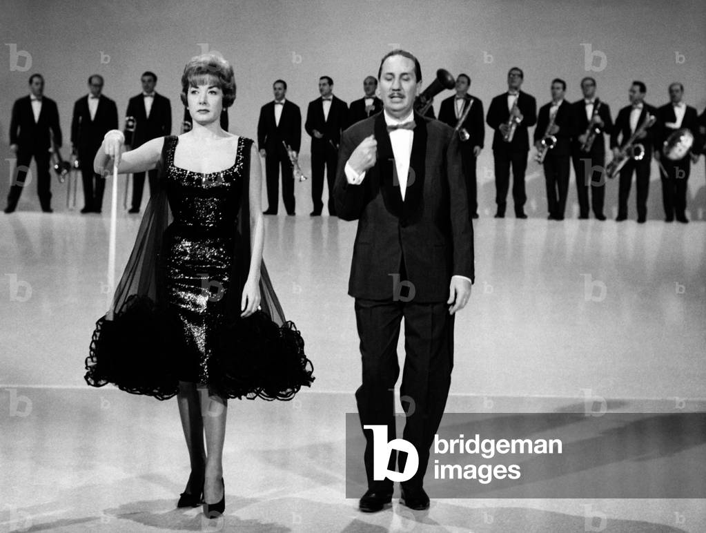Gorni Kramer and Lauretta Masiero hosting 'Alta Fedeltà', 1962 (b/w photo)