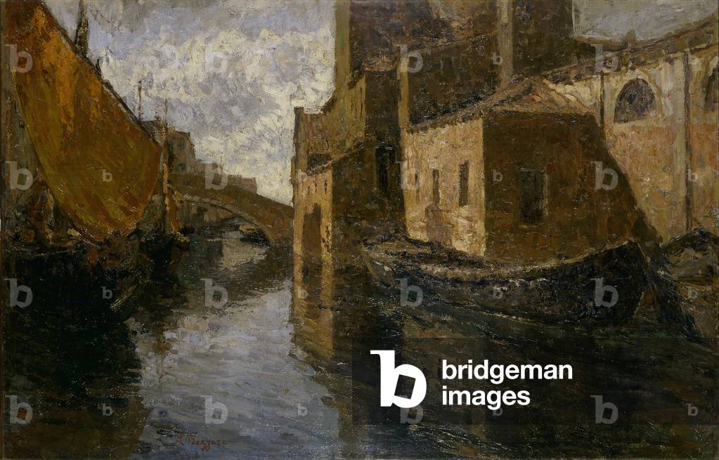 Sunset in Chioggia (Tramonto su Chioggia), by Leonardo Bazzarro, 1880, 19th Century, oil on canvas