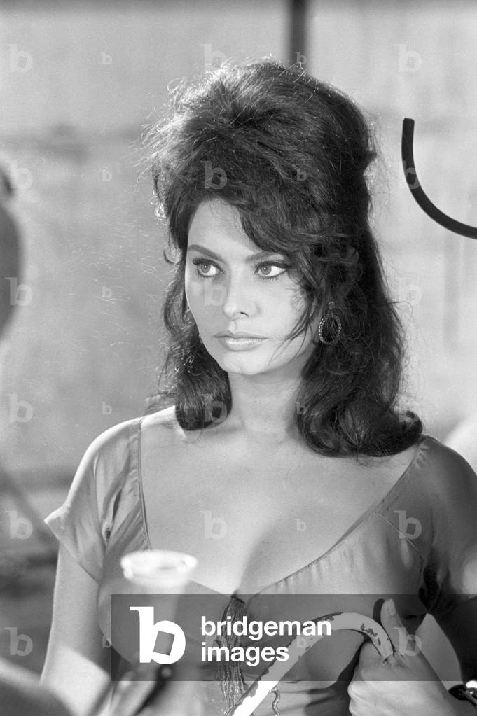 Sophia Loren on the movie set of Boccaccio '70 (b/w photo)