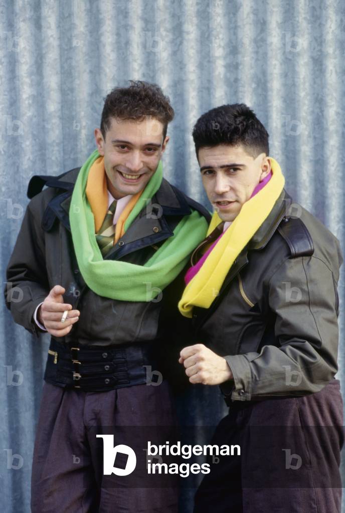 Righeira wearing colourful scarves, Italy