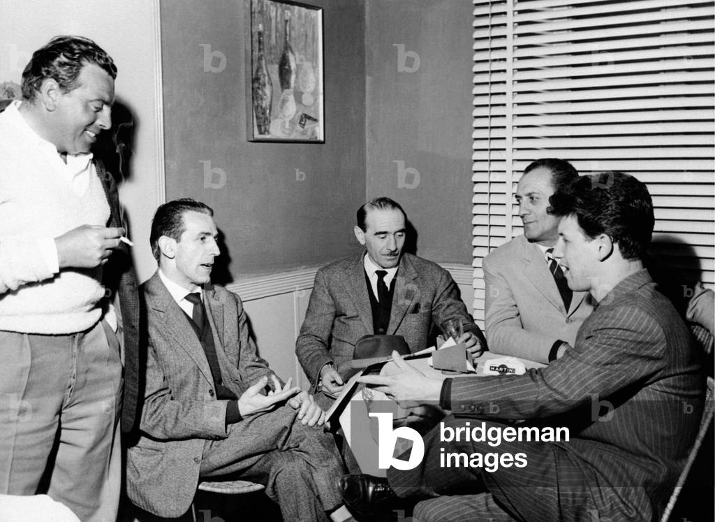 The croupier Franco Forneris seated with other men, Sanremo, Italy