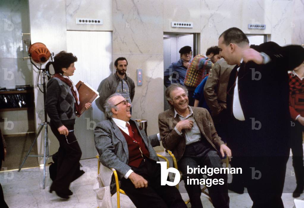 Marcello Mastroianni and Federico Fellini on the set of the film Ginger & Fred, Italy, 1985 (photo)